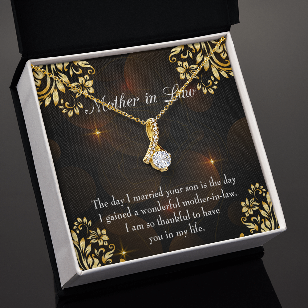 To My Mother-in-Law A Wonderful Mother-in-Law Alluring Ribbon Necklace Message Card-Express Your Love Gifts