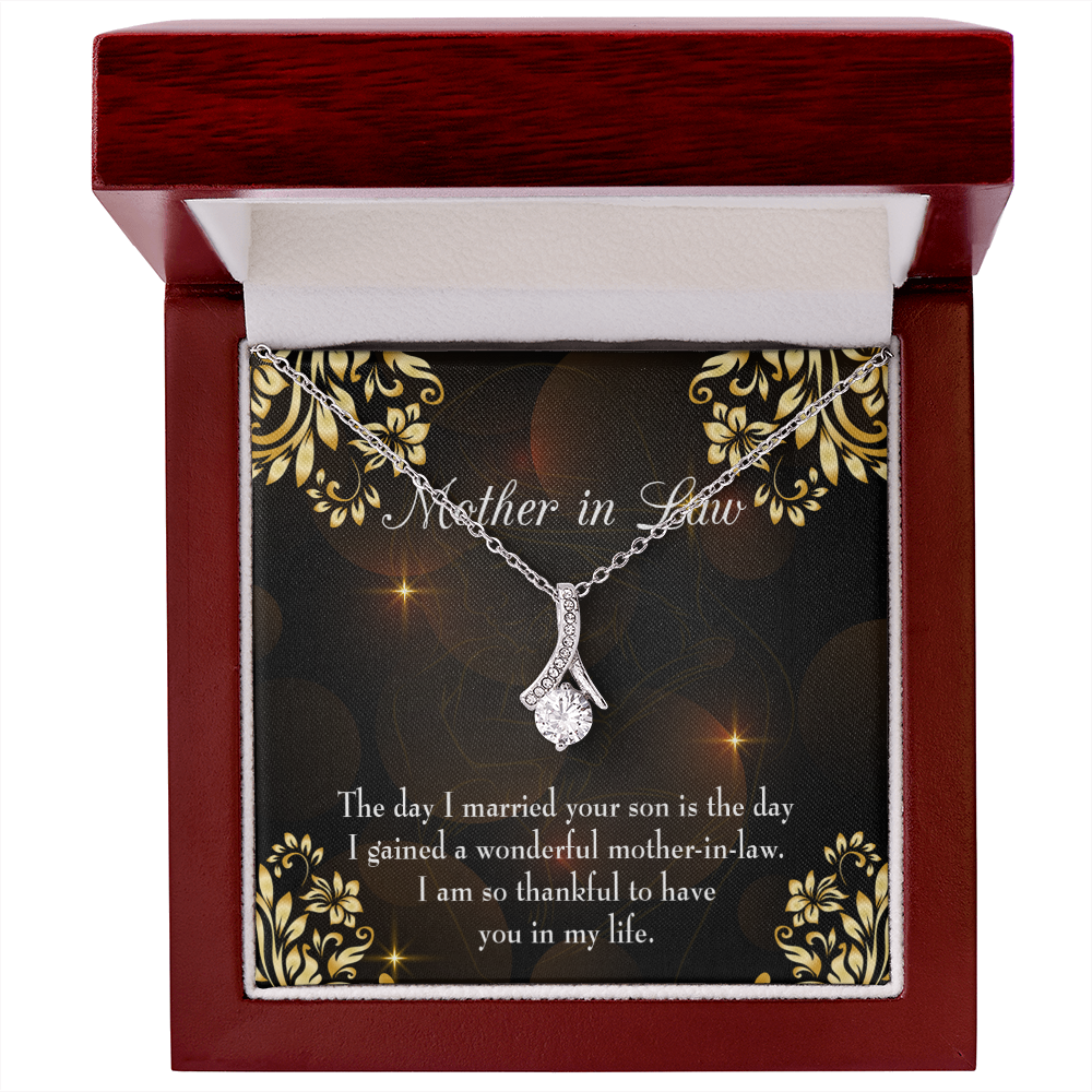 To My Mother-in-Law A Wonderful Mother-in-Law Alluring Ribbon Necklace Message Card-Express Your Love Gifts