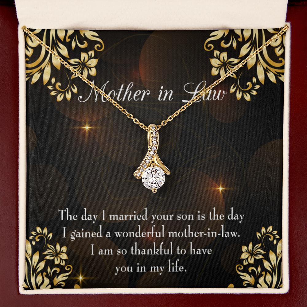 To My Mother-in-Law A Wonderful Mother-in-Law Alluring Ribbon Necklace Message Card-Express Your Love Gifts