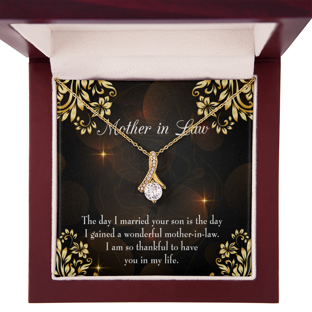 To My Mother-in-Law A Wonderful Mother-in-Law Alluring Ribbon Necklace Message Card-Express Your Love Gifts