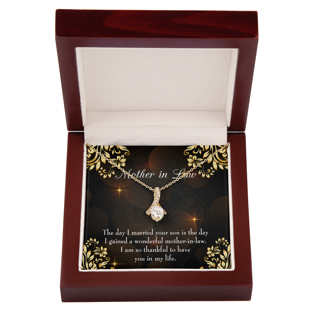 To My Mother-in-Law A Wonderful Mother-in-Law Alluring Ribbon Necklace Message Card-Express Your Love Gifts