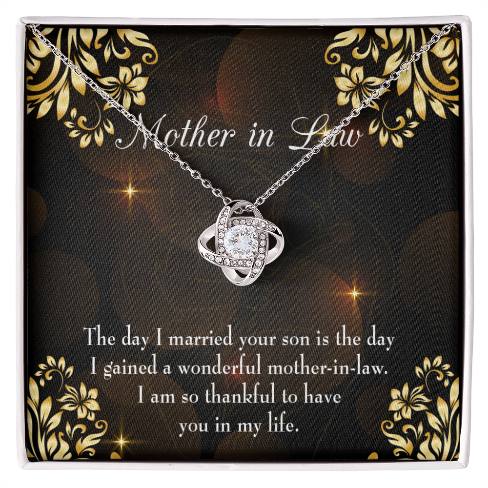 To My Mother-in-Law A Wonderful Mother-in-Law Infinity Knot Necklace Message Card-Express Your Love Gifts