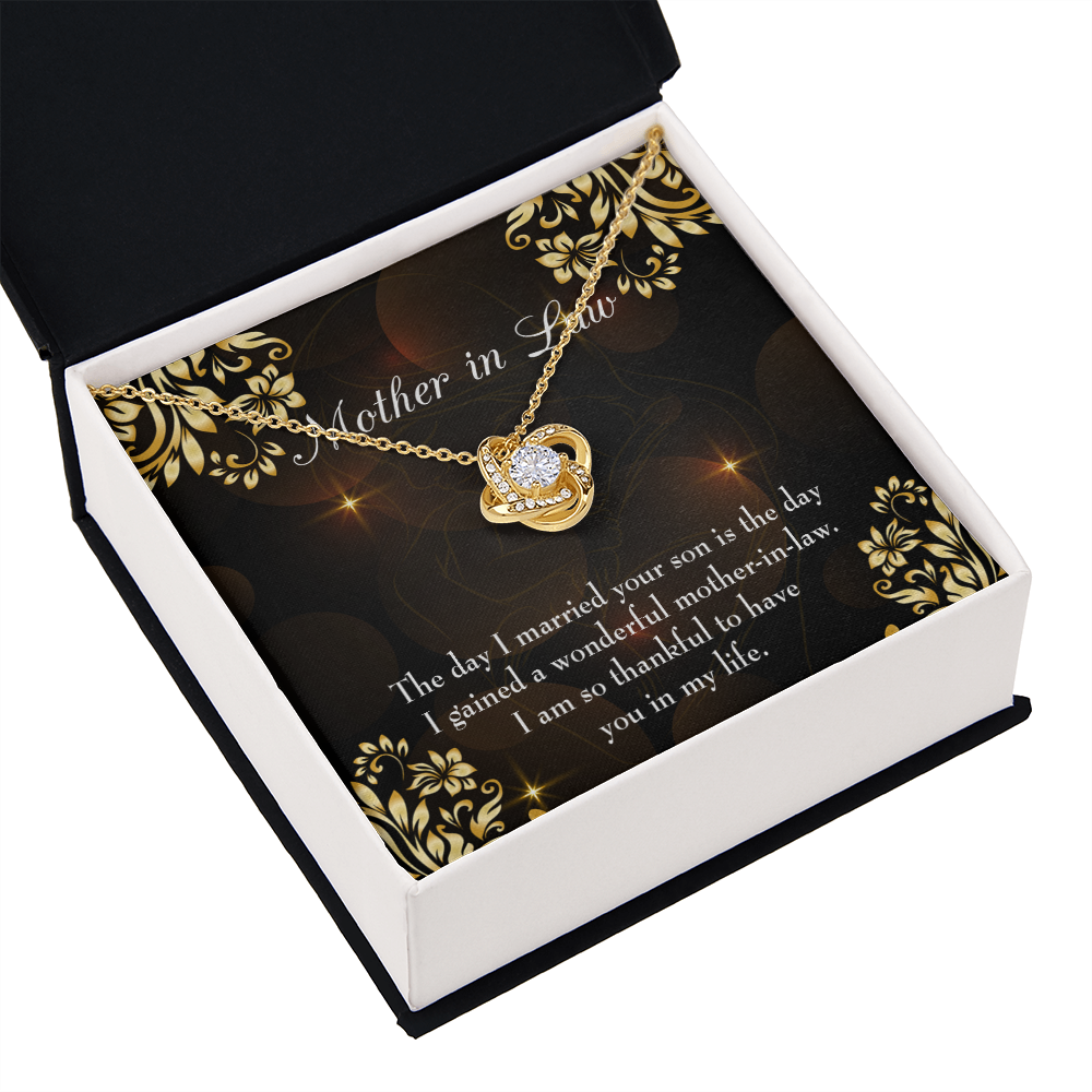 To My Mother-in-Law A Wonderful Mother-in-Law Infinity Knot Necklace Message Card-Express Your Love Gifts