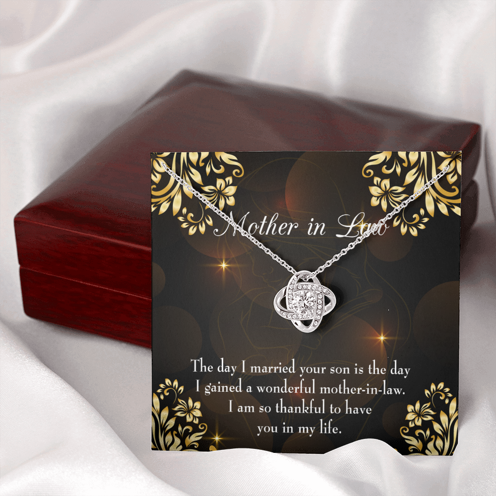 To My Mother-in-Law A Wonderful Mother-in-Law Infinity Knot Necklace Message Card-Express Your Love Gifts