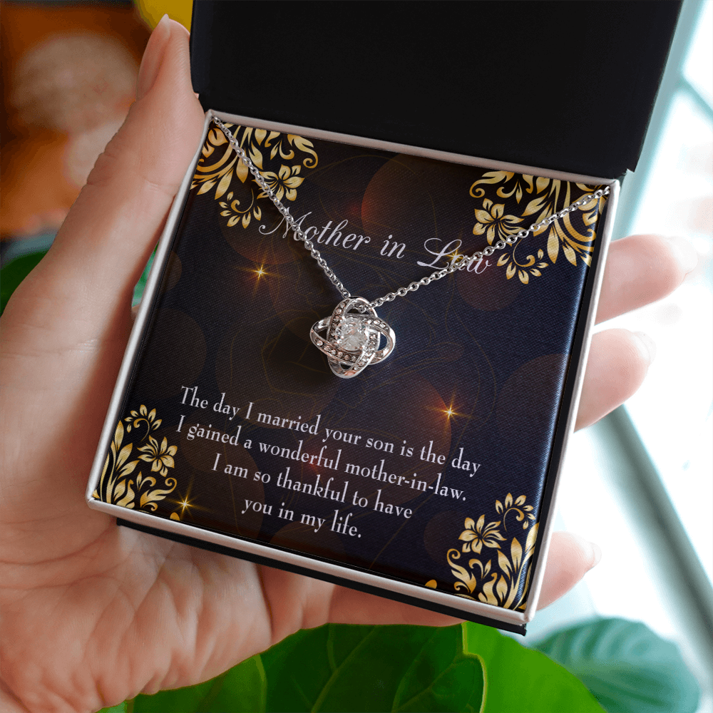 To My Mother-in-Law A Wonderful Mother-in-Law Infinity Knot Necklace Message Card-Express Your Love Gifts