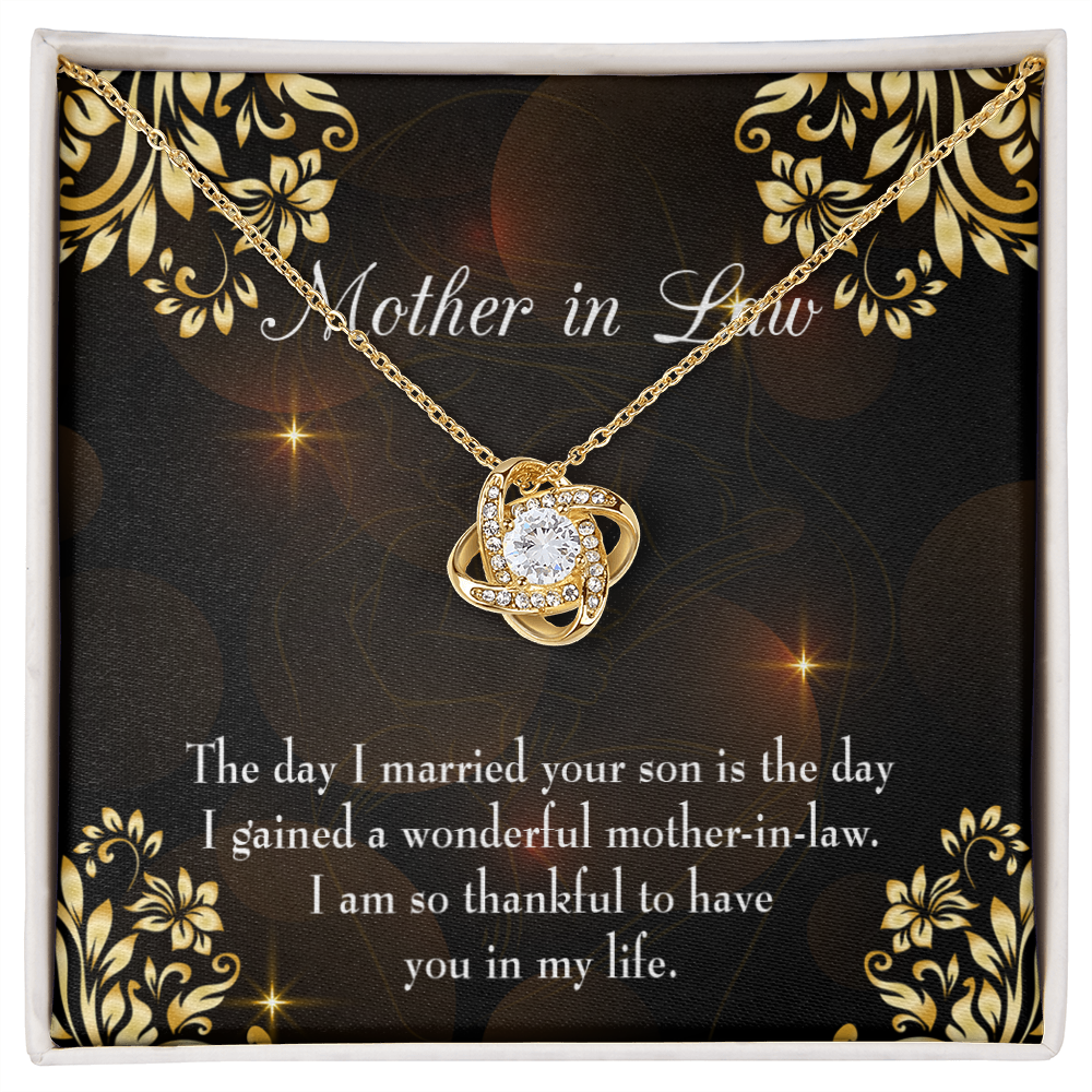 To My Mother-in-Law A Wonderful Mother-in-Law Infinity Knot Necklace Message Card-Express Your Love Gifts