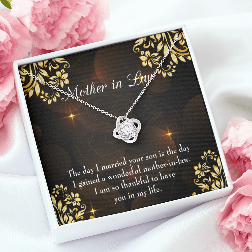 To My Mother-in-Law A Wonderful Mother-in-Law Infinity Knot Necklace Message Card-Express Your Love Gifts