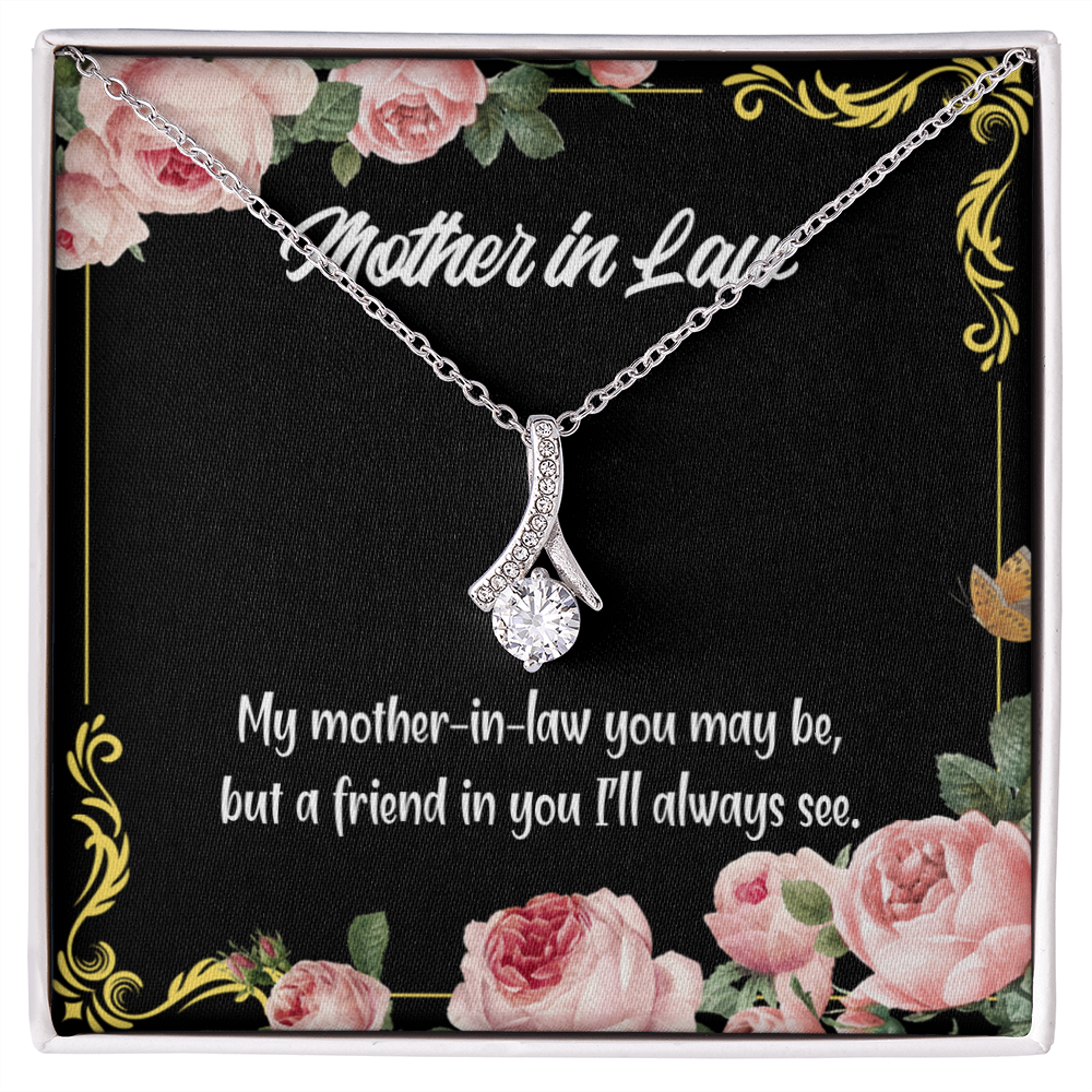 To My Mother-in-Law and Friend Alluring Ribbon Necklace Message Card-Express Your Love Gifts