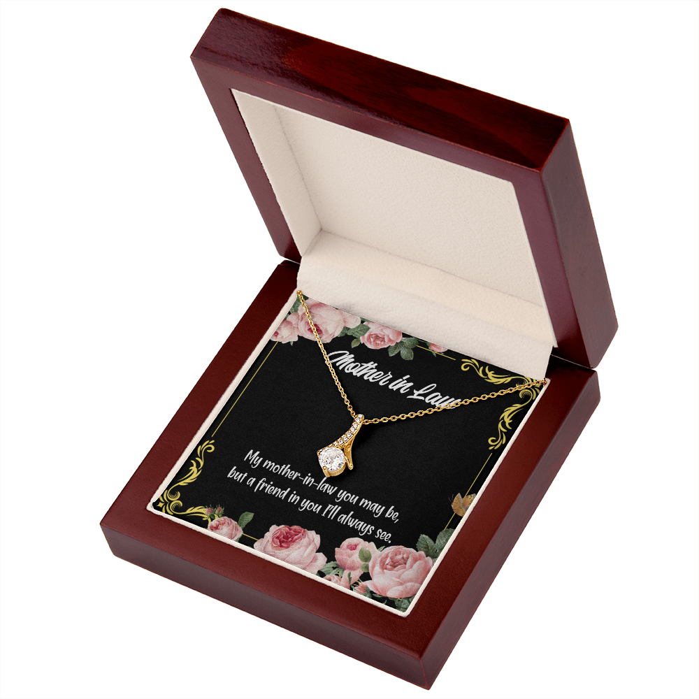 To My Mother-in-Law and Friend Alluring Ribbon Necklace Message Card-Express Your Love Gifts