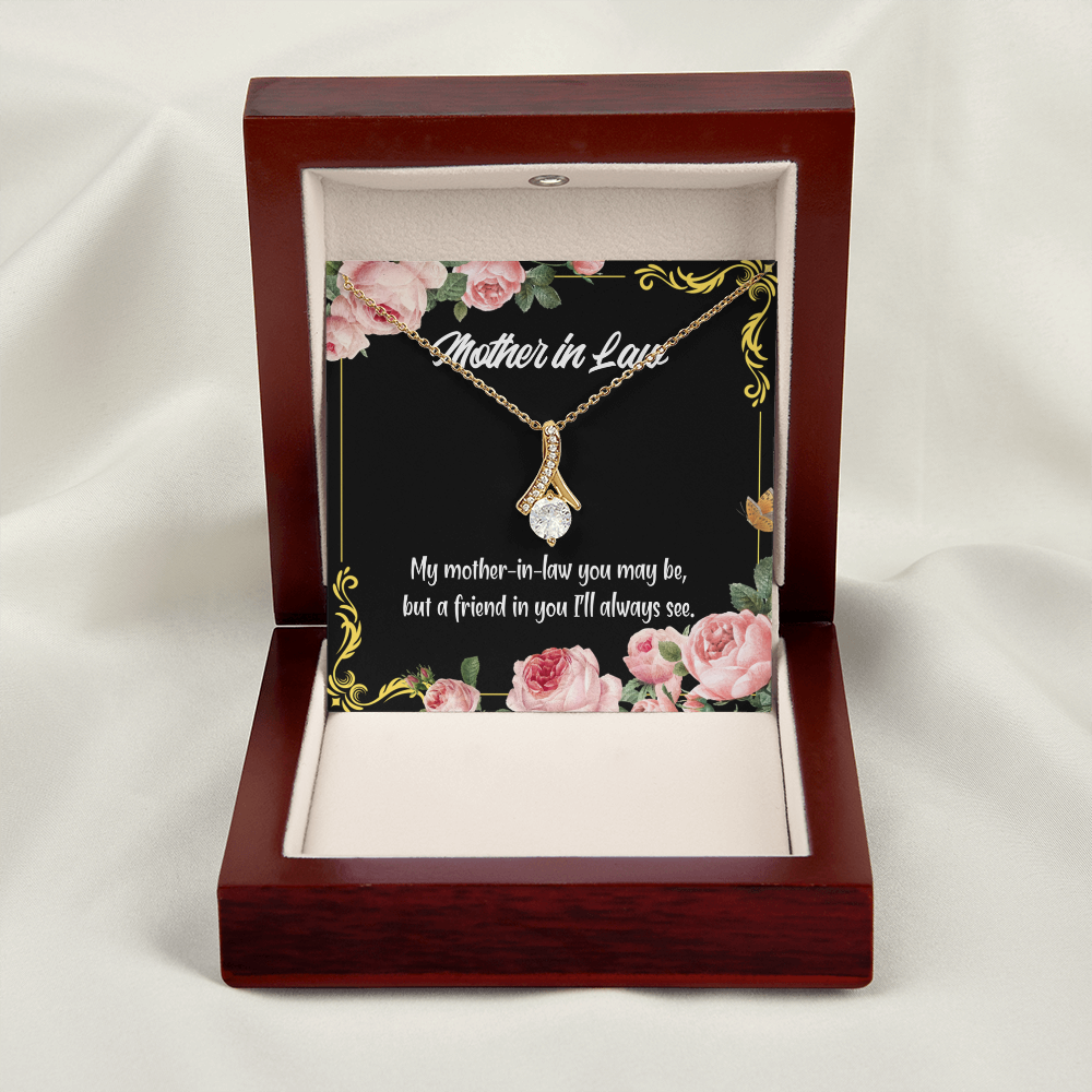 To My Mother-in-Law and Friend Alluring Ribbon Necklace Message Card-Express Your Love Gifts