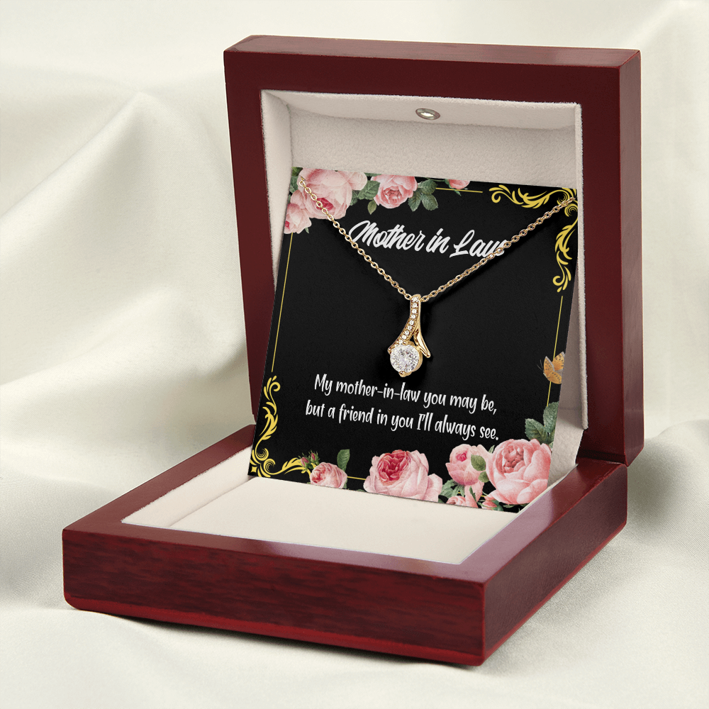 To My Mother-in-Law and Friend Alluring Ribbon Necklace Message Card-Express Your Love Gifts