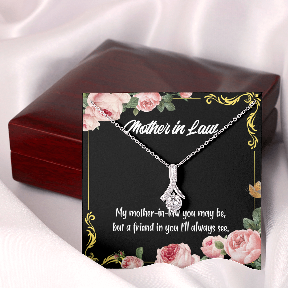 To My Mother-in-Law and Friend Alluring Ribbon Necklace Message Card-Express Your Love Gifts