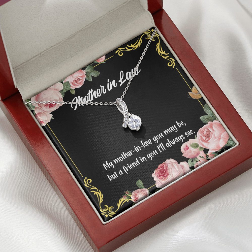 To My Mother-in-Law and Friend Alluring Ribbon Necklace Message Card-Express Your Love Gifts