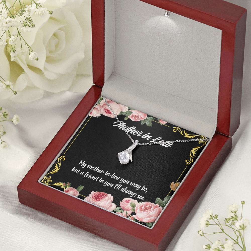 To My Mother-in-Law and Friend Alluring Ribbon Necklace Message Card-Express Your Love Gifts