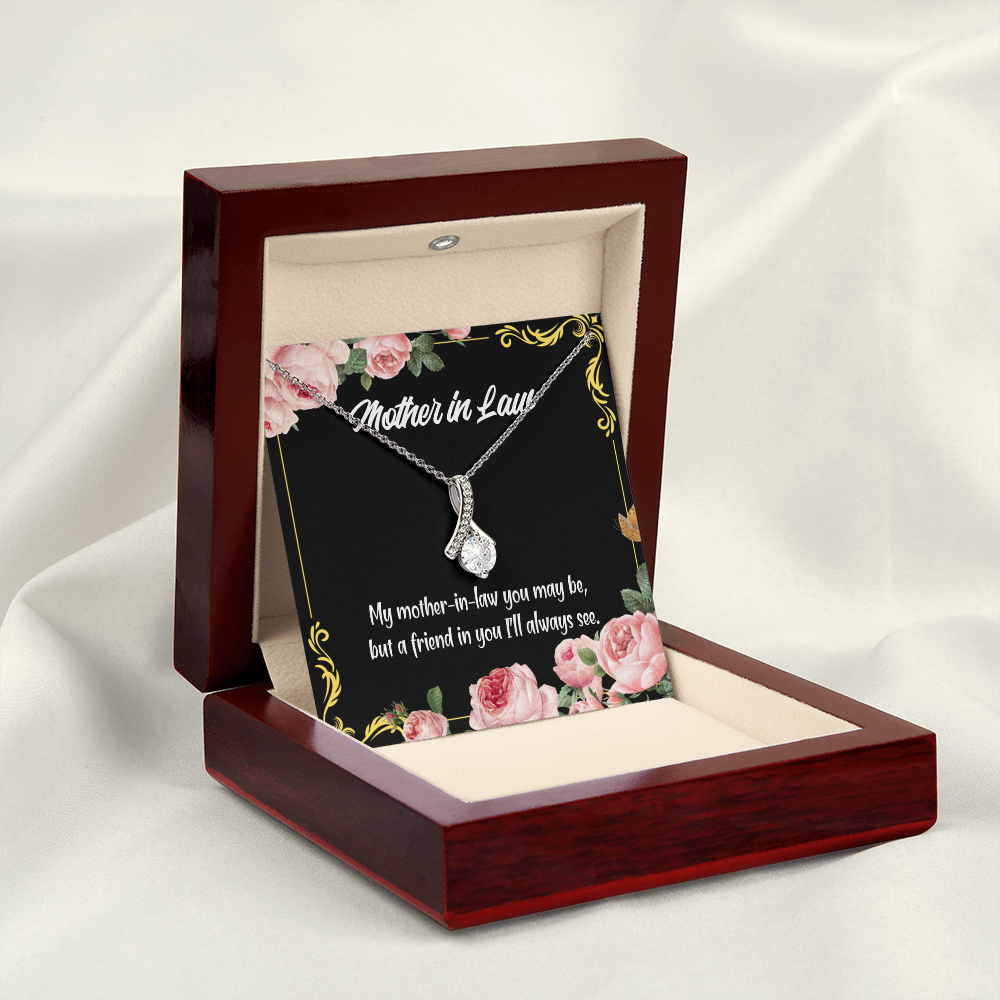 To My Mother-in-Law and Friend Alluring Ribbon Necklace Message Card-Express Your Love Gifts