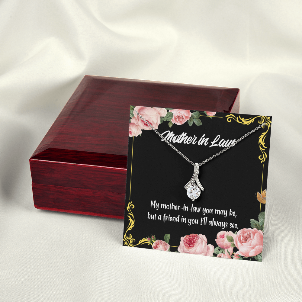 To My Mother-in-Law and Friend Alluring Ribbon Necklace Message Card-Express Your Love Gifts