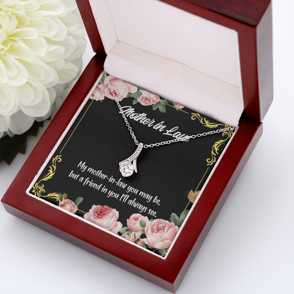 To My Mother-in-Law and Friend Alluring Ribbon Necklace Message Card-Express Your Love Gifts