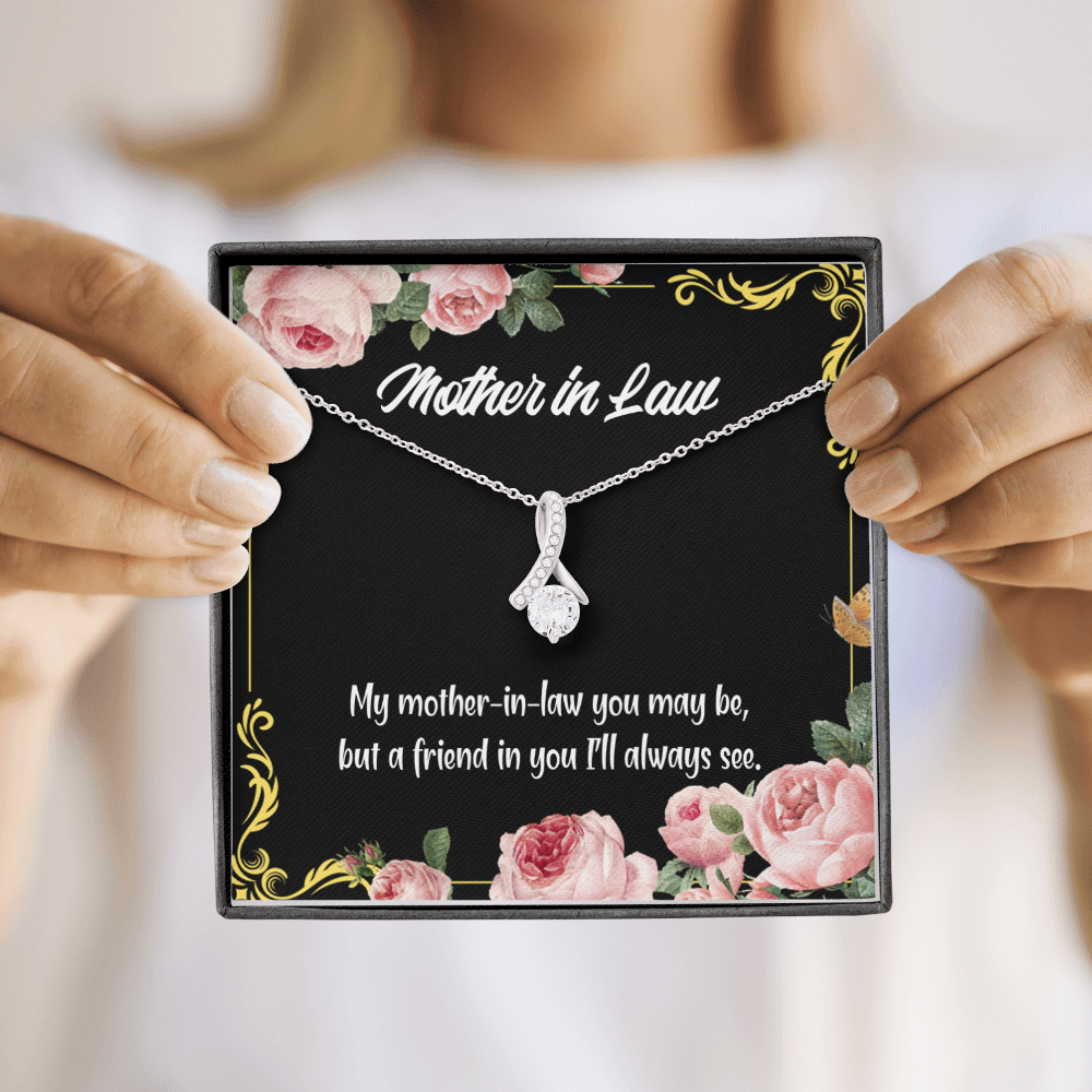 To My Mother-in-Law and Friend Alluring Ribbon Necklace Message Card-Express Your Love Gifts