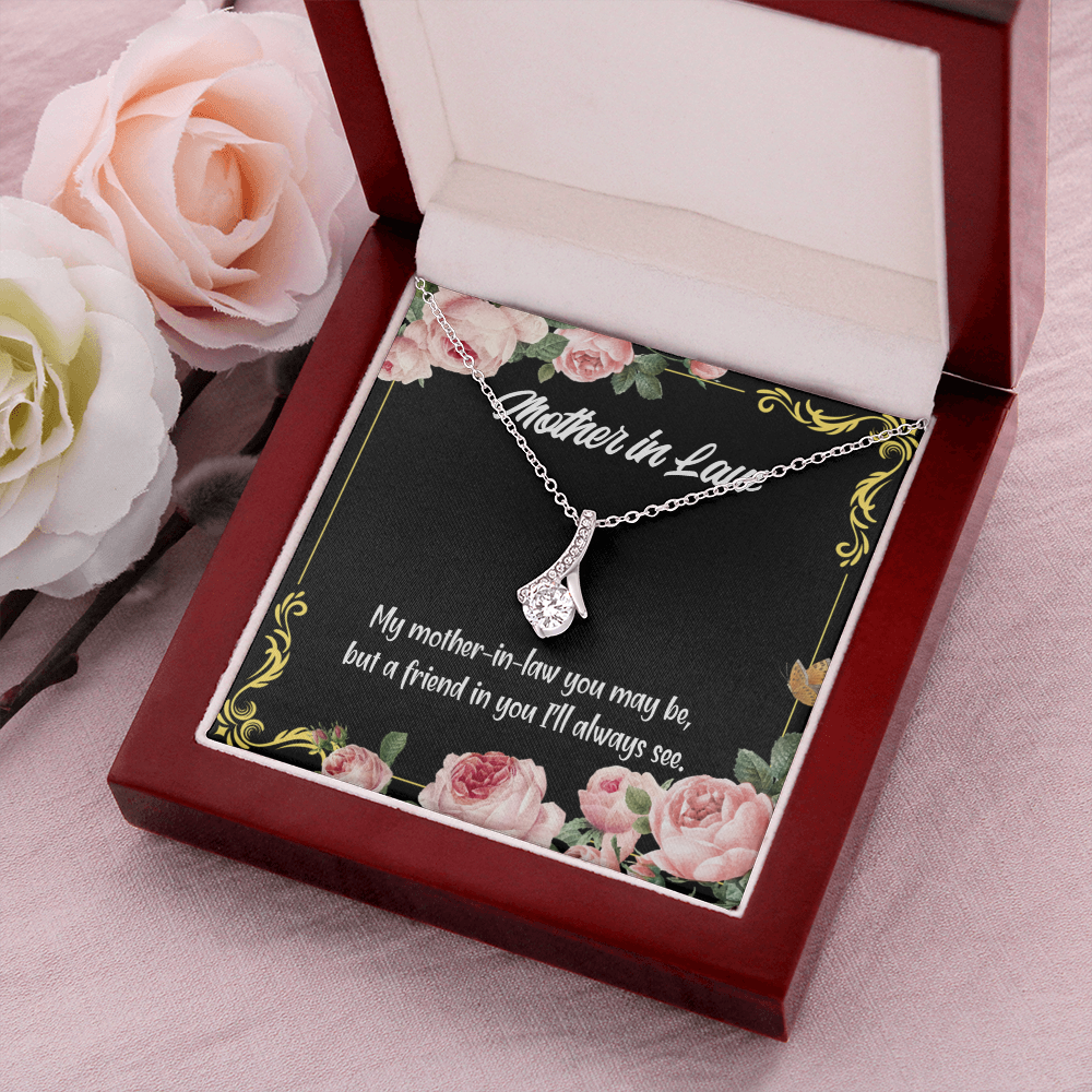 To My Mother-in-Law and Friend Alluring Ribbon Necklace Message Card-Express Your Love Gifts