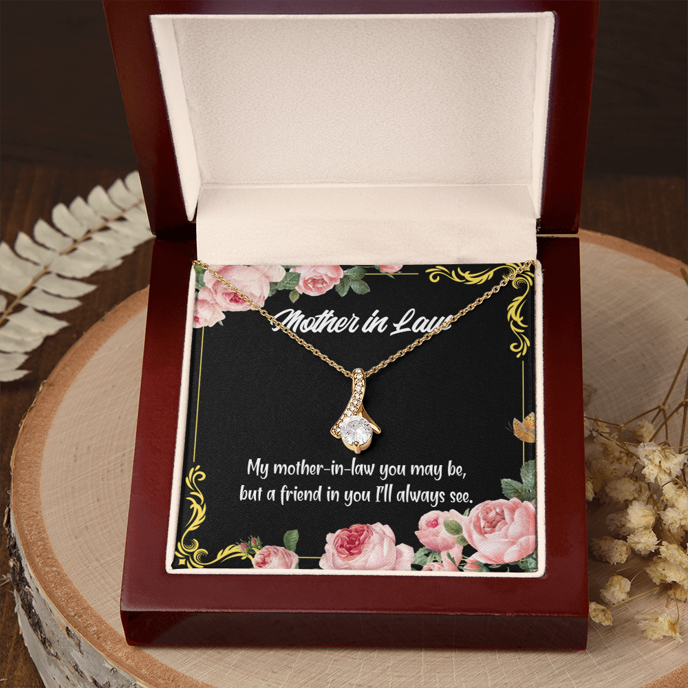 To My Mother-in-Law and Friend Alluring Ribbon Necklace Message Card-Express Your Love Gifts