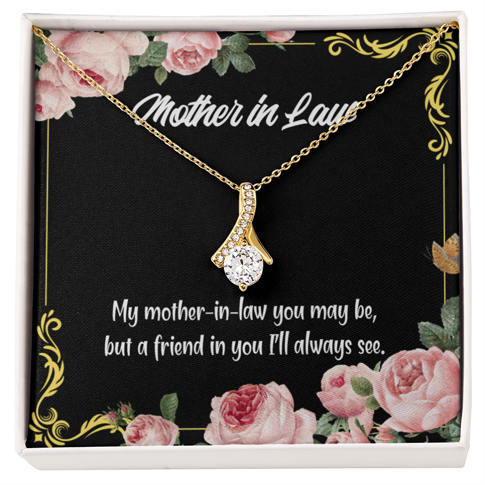 To My Mother-in-Law and Friend Alluring Ribbon Necklace Message Card-Express Your Love Gifts