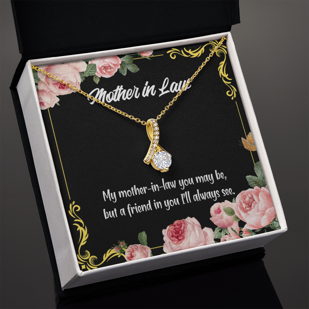 To My Mother-in-Law and Friend Alluring Ribbon Necklace Message Card-Express Your Love Gifts