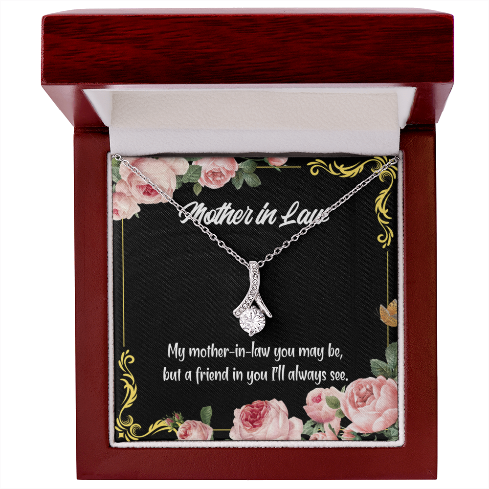 To My Mother-in-Law and Friend Alluring Ribbon Necklace Message Card-Express Your Love Gifts