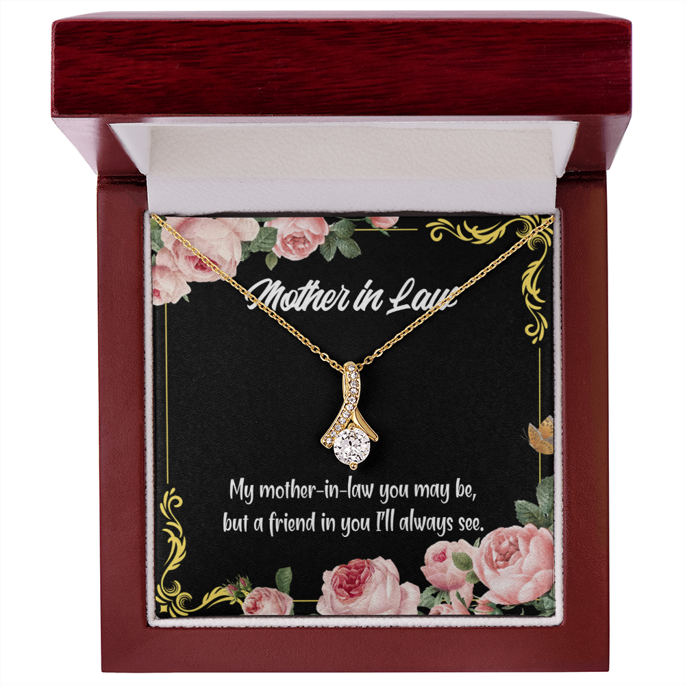 To My Mother-in-Law and Friend Alluring Ribbon Necklace Message Card-Express Your Love Gifts