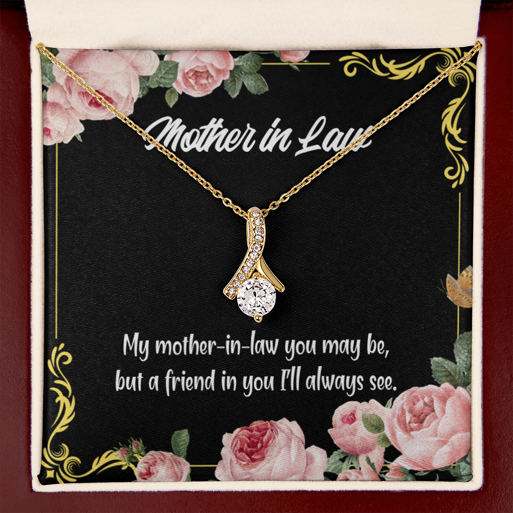 To My Mother-in-Law and Friend Alluring Ribbon Necklace Message Card-Express Your Love Gifts