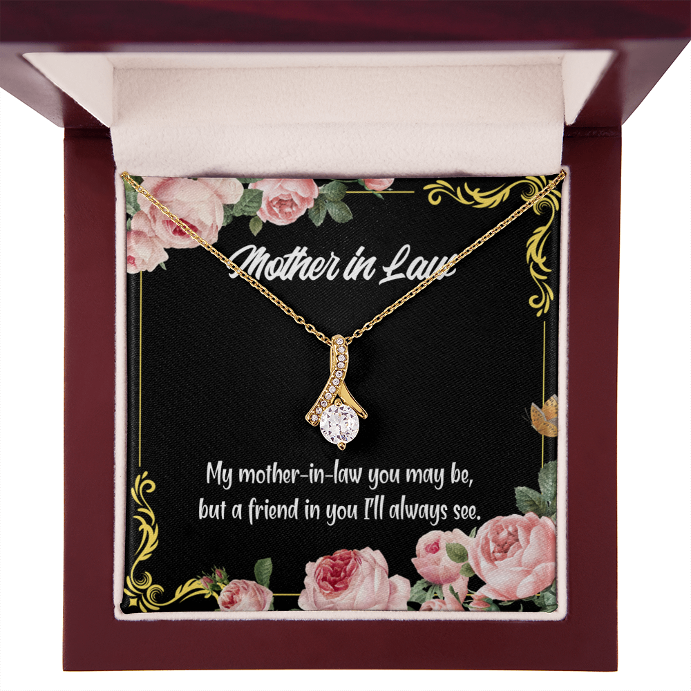 To My Mother-in-Law and Friend Alluring Ribbon Necklace Message Card-Express Your Love Gifts