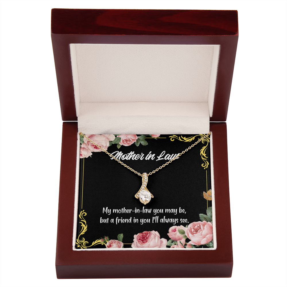 To My Mother-in-Law and Friend Alluring Ribbon Necklace Message Card-Express Your Love Gifts