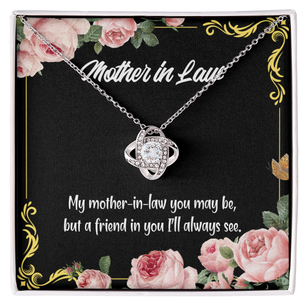 To My Mother-in-Law and Friend Infinity Knot Necklace Message Card-Express Your Love Gifts