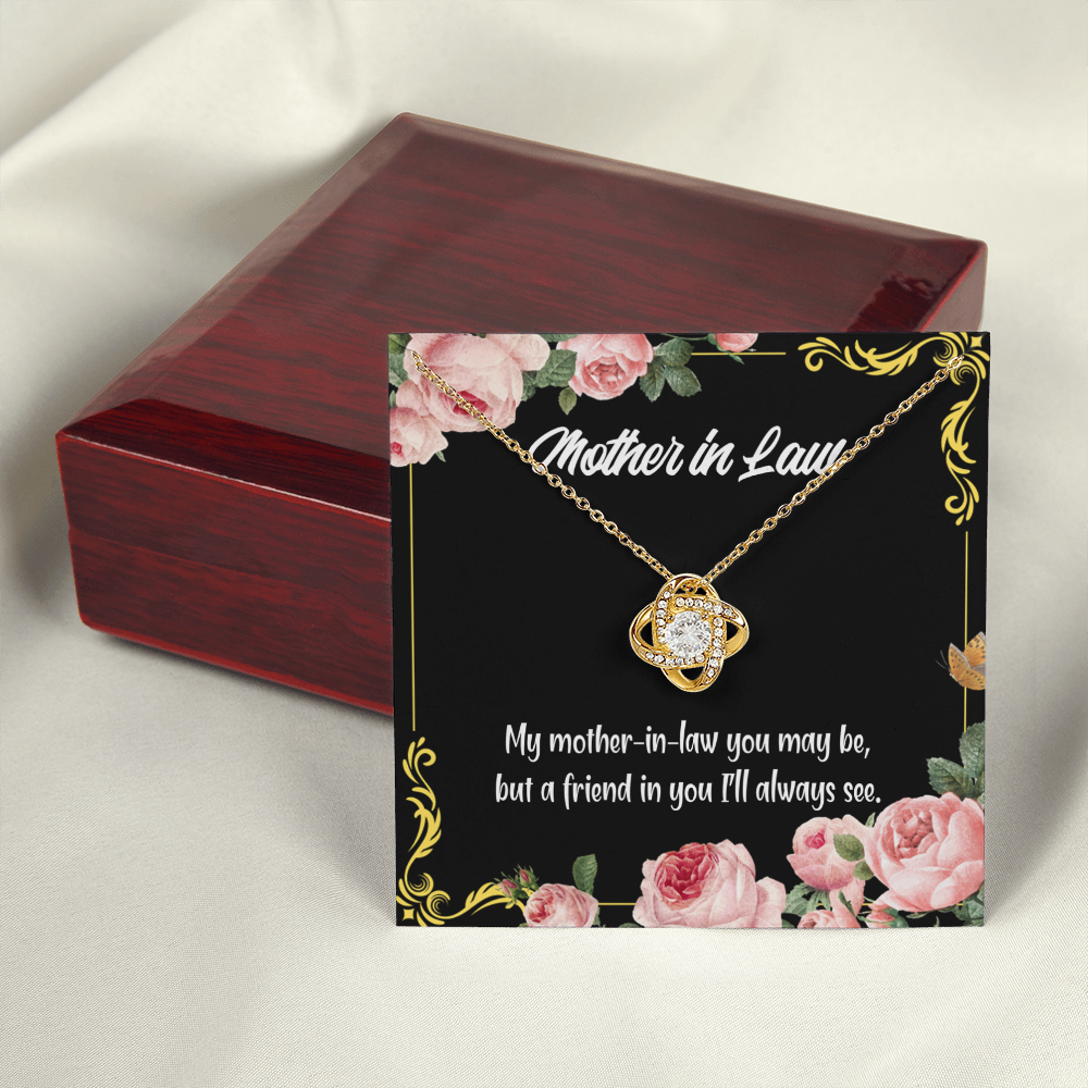 To My Mother-in-Law and Friend Infinity Knot Necklace Message Card-Express Your Love Gifts