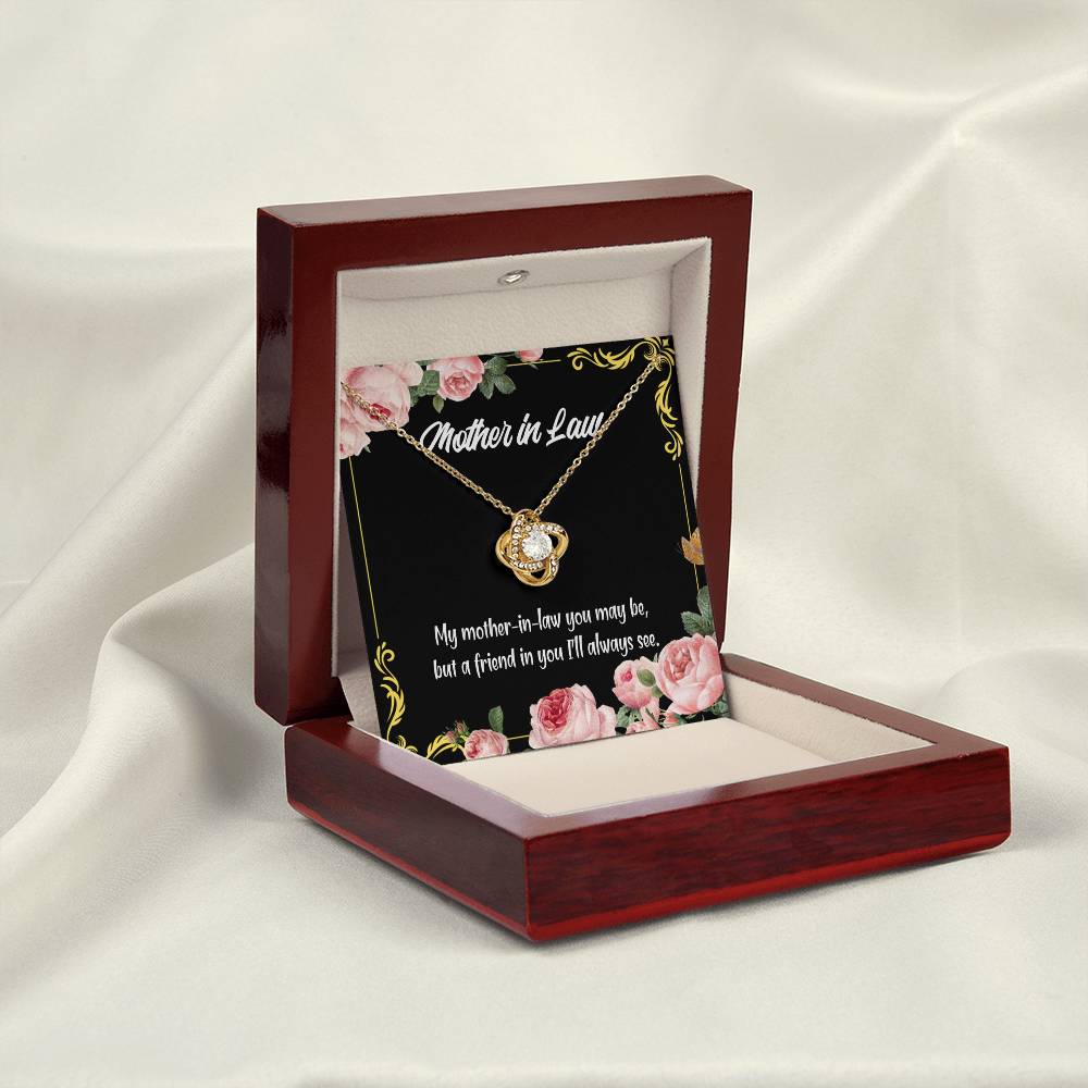 To My Mother-in-Law and Friend Infinity Knot Necklace Message Card-Express Your Love Gifts