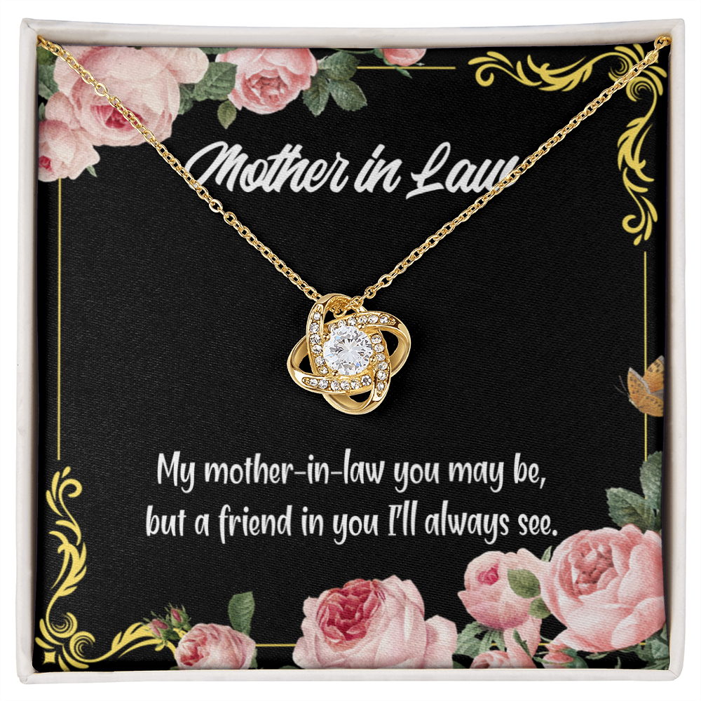 To My Mother-in-Law and Friend Infinity Knot Necklace Message Card-Express Your Love Gifts