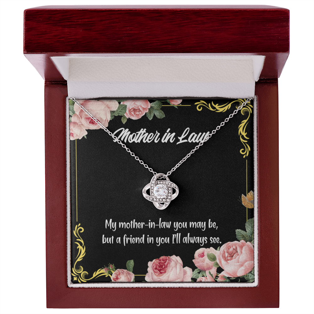 To My Mother-in-Law and Friend Infinity Knot Necklace Message Card-Express Your Love Gifts