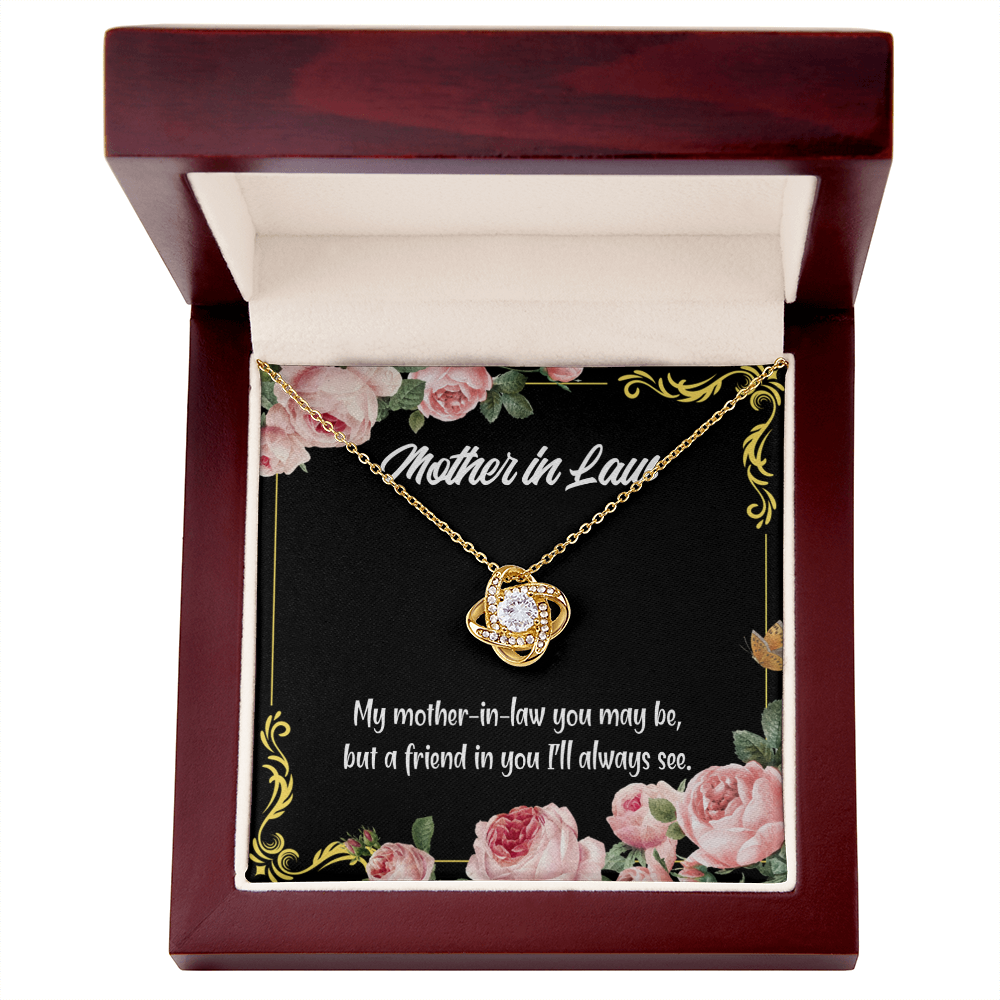 To My Mother-in-Law and Friend Infinity Knot Necklace Message Card-Express Your Love Gifts