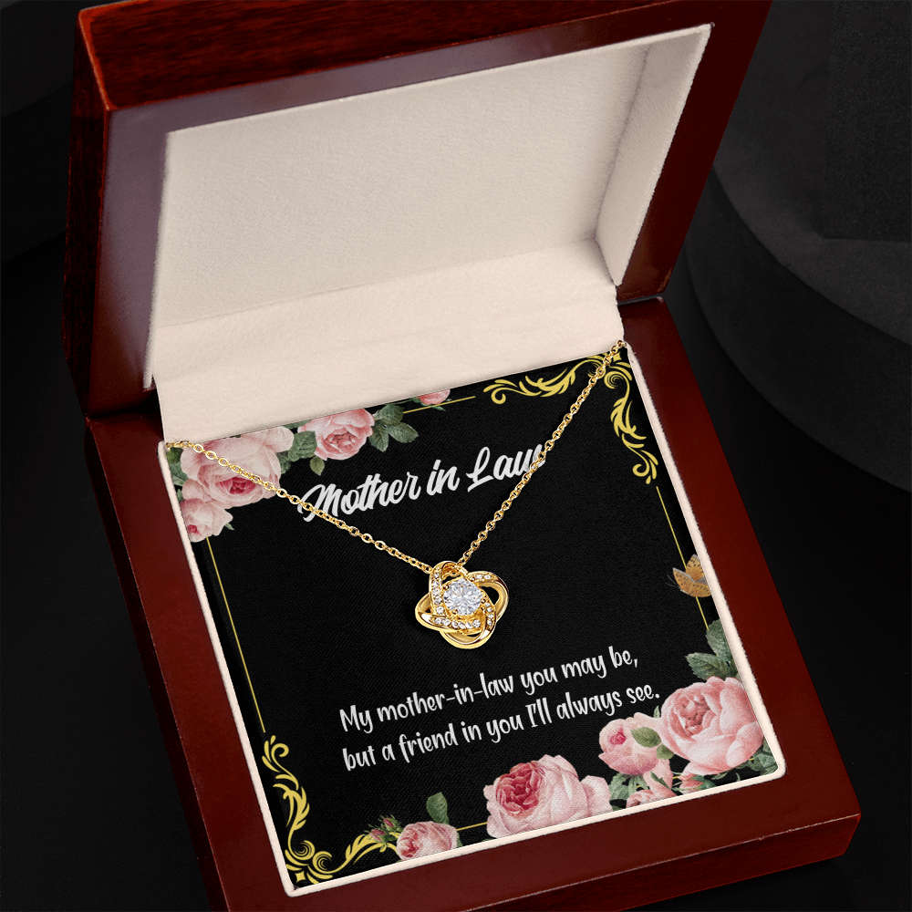 To My Mother-in-Law and Friend Infinity Knot Necklace Message Card-Express Your Love Gifts