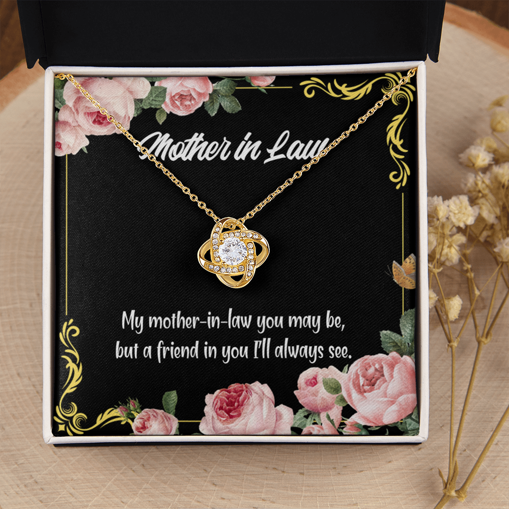 To My Mother-in-Law and Friend Infinity Knot Necklace Message Card-Express Your Love Gifts