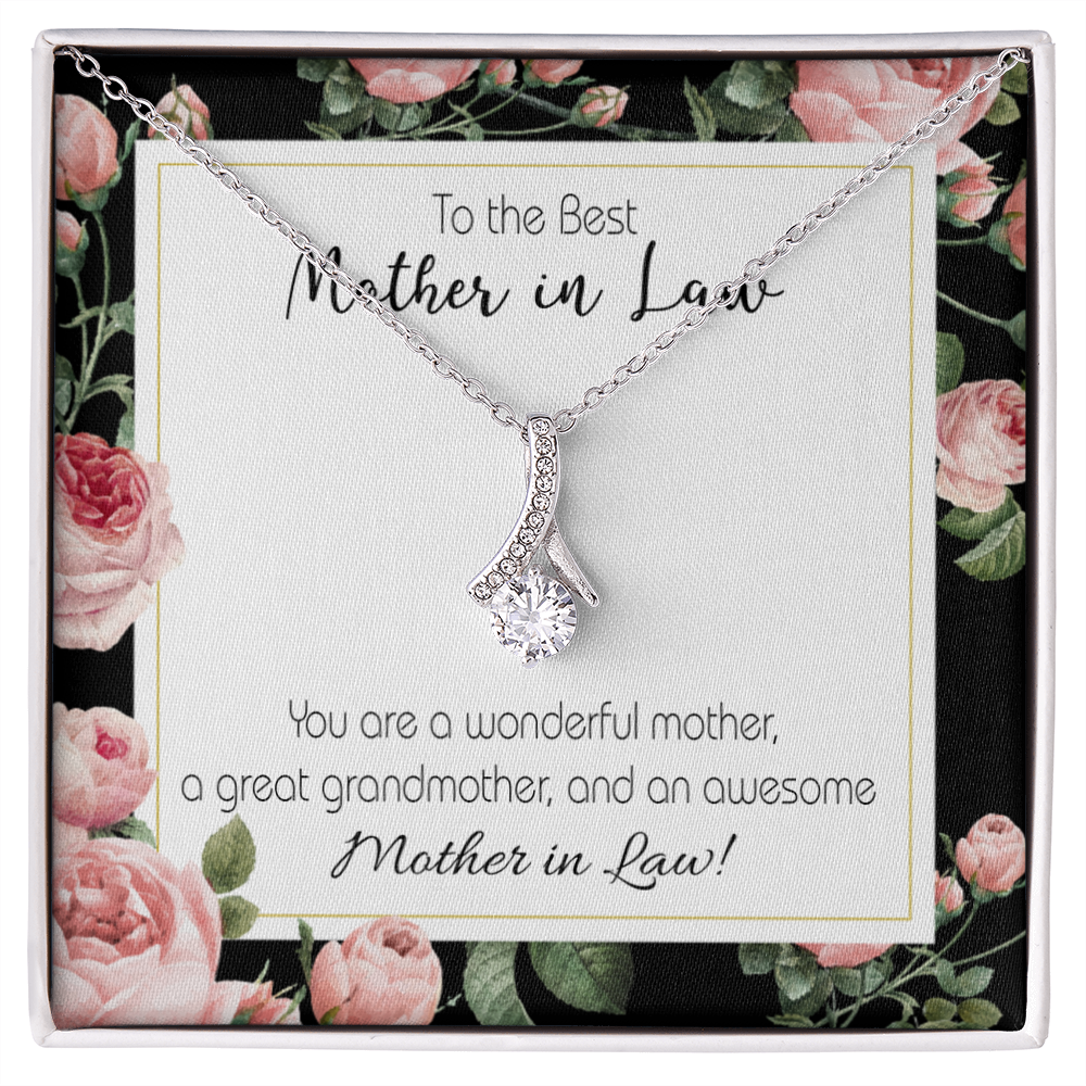 To My Mother-in-Law Awesome Mother-in-Law Alluring Ribbon Necklace Message Card-Express Your Love Gifts