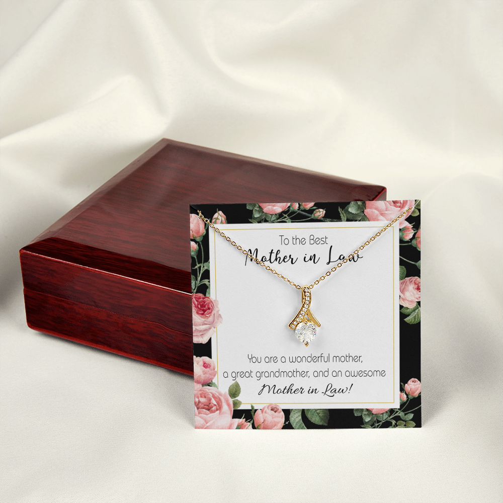 To My Mother-in-Law Awesome Mother-in-Law Alluring Ribbon Necklace Message Card-Express Your Love Gifts