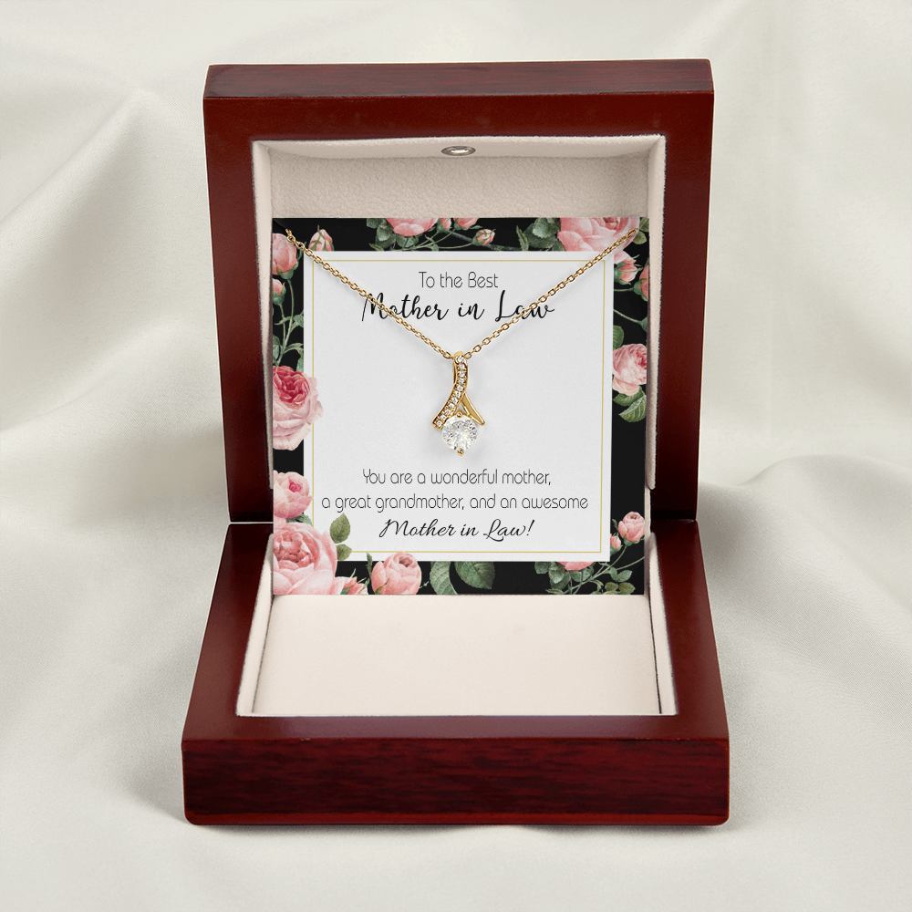 To My Mother-in-Law Awesome Mother-in-Law Alluring Ribbon Necklace Message Card-Express Your Love Gifts