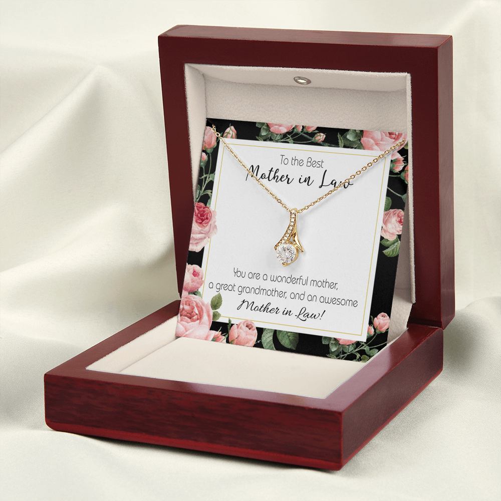 To My Mother-in-Law Awesome Mother-in-Law Alluring Ribbon Necklace Message Card-Express Your Love Gifts