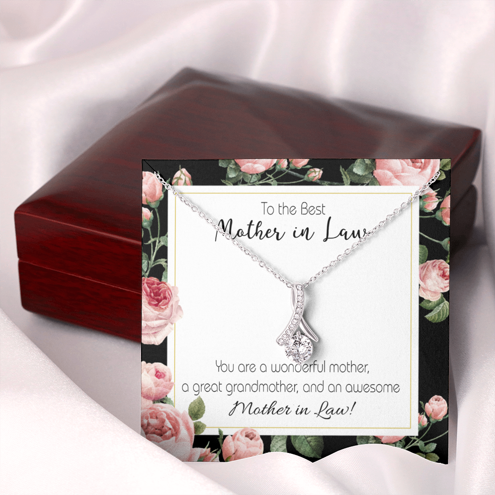 To My Mother-in-Law Awesome Mother-in-Law Alluring Ribbon Necklace Message Card-Express Your Love Gifts