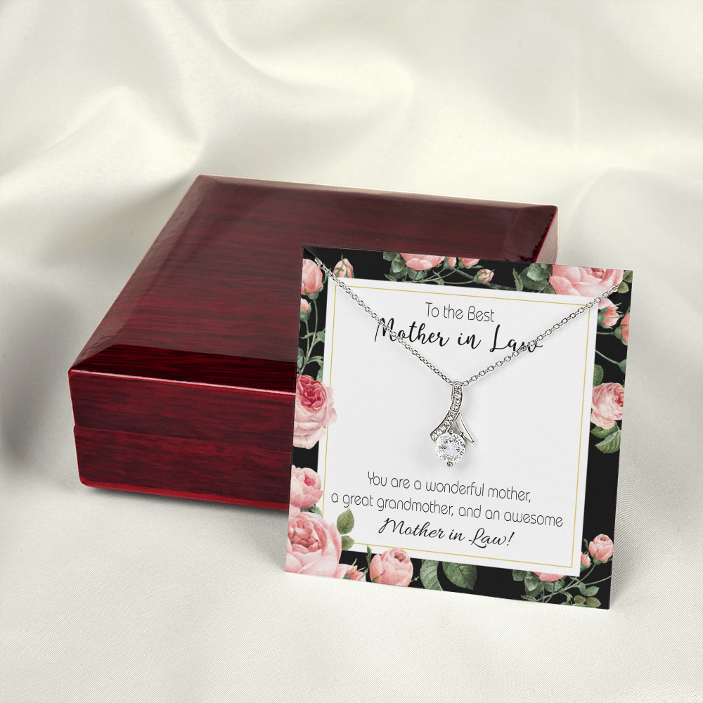 To My Mother-in-Law Awesome Mother-in-Law Alluring Ribbon Necklace Message Card-Express Your Love Gifts