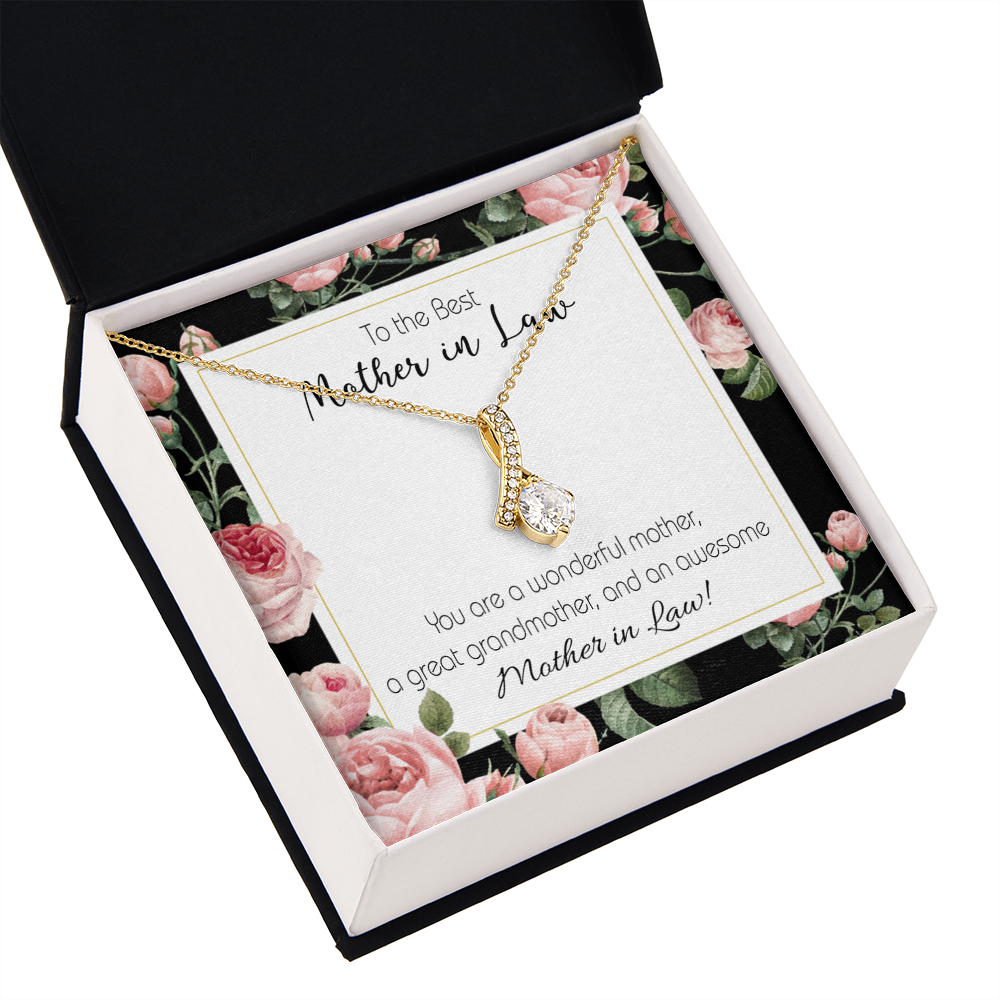 To My Mother-in-Law Awesome Mother-in-Law Alluring Ribbon Necklace Message Card-Express Your Love Gifts