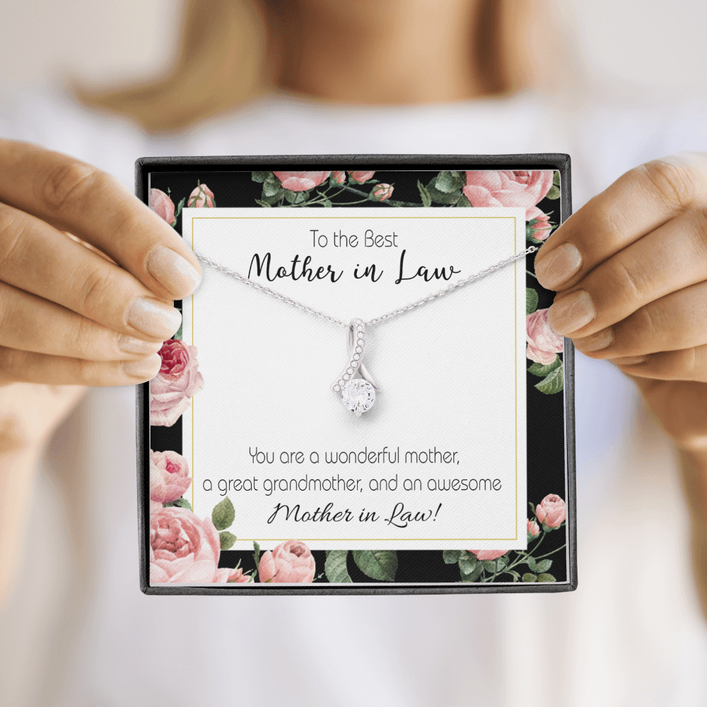 To My Mother-in-Law Awesome Mother-in-Law Alluring Ribbon Necklace Message Card-Express Your Love Gifts