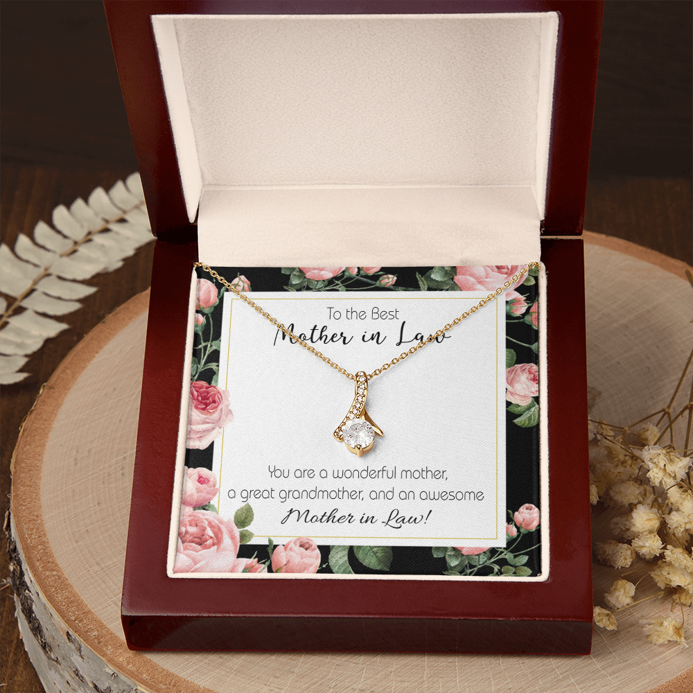 To My Mother-in-Law Awesome Mother-in-Law Alluring Ribbon Necklace Message Card-Express Your Love Gifts