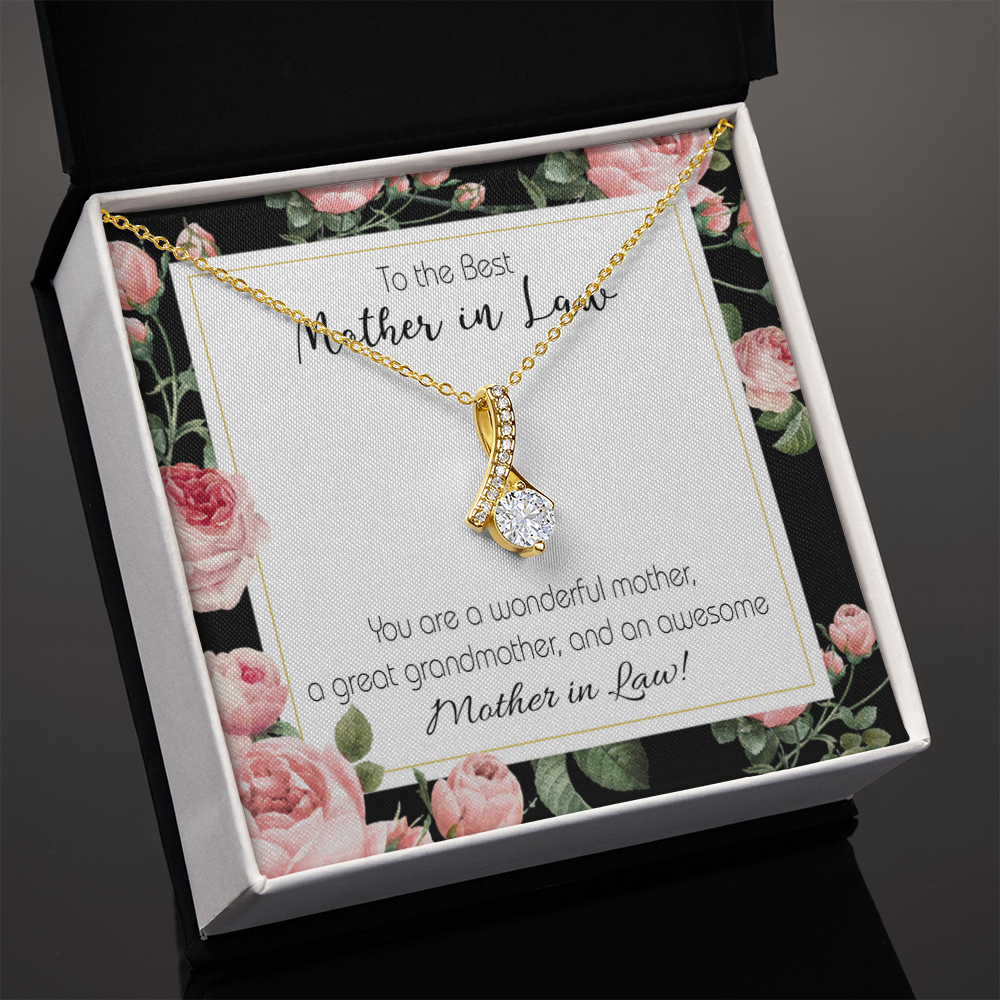 To My Mother-in-Law Awesome Mother-in-Law Alluring Ribbon Necklace Message Card-Express Your Love Gifts