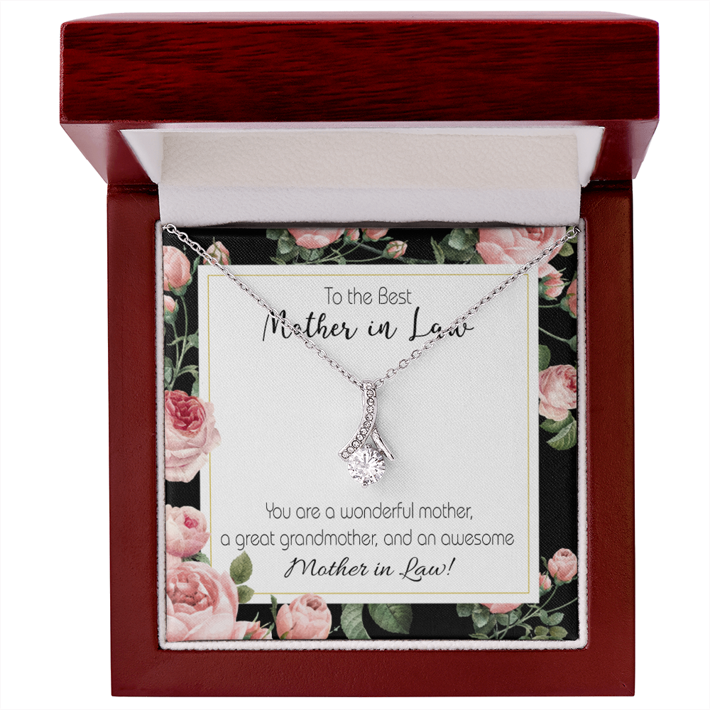 To My Mother-in-Law Awesome Mother-in-Law Alluring Ribbon Necklace Message Card-Express Your Love Gifts